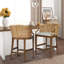 Lily Pond Playa Handcrafted Rattan & Wood Counter Stool 25" H-93419546