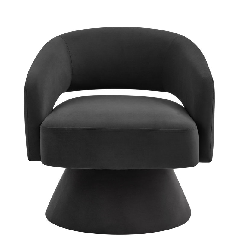 Modern Swivel Chair With Dark Gray Velvet, 360 Degree Ergonomic Design Living Area Chair, Elegant Appearance, Dark Gray
