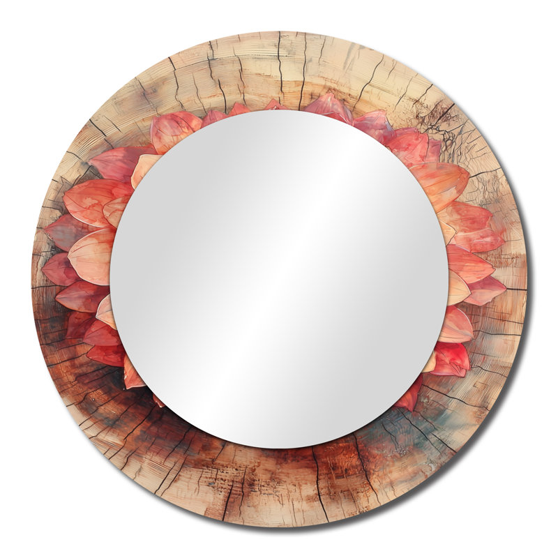 Fleur de Dahlia sur glissade sur bois - Art mural miroir floral - imprimé sur métal, 23 po x 23 po