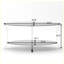 Table basse ovale moderne en verre 43,3 "avec double tablette en verre et pieds en métal argenté-963685559