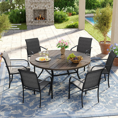 Ensemble de salle à manger 7 pièces avec chaises empilables PVC-coated polyester