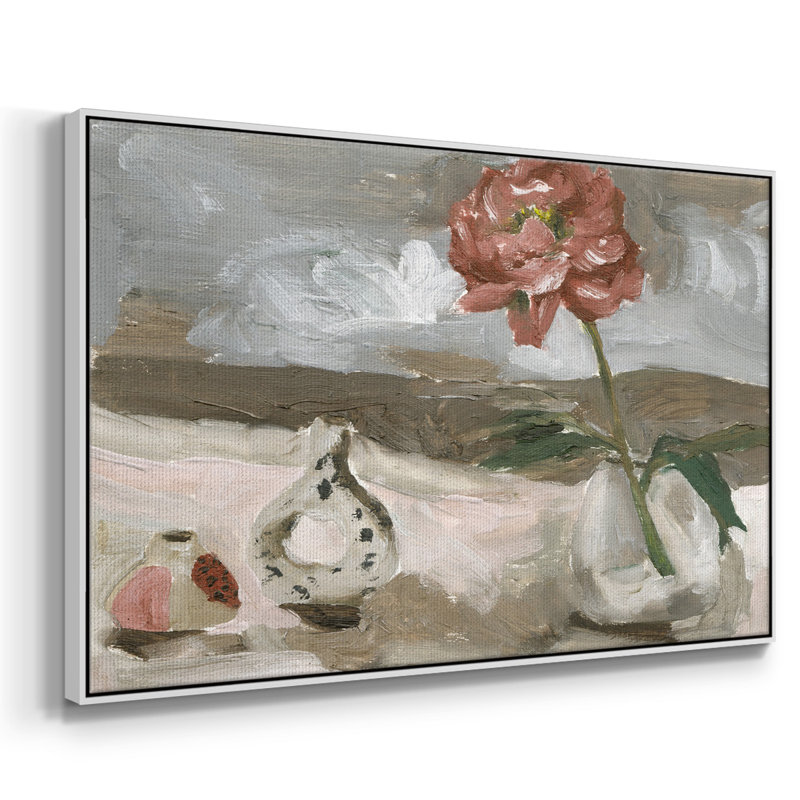 Vase de fleurs roses IV, reproduction d'art sur toile, Blanc, H 17 po x l 25 po x P 2 po