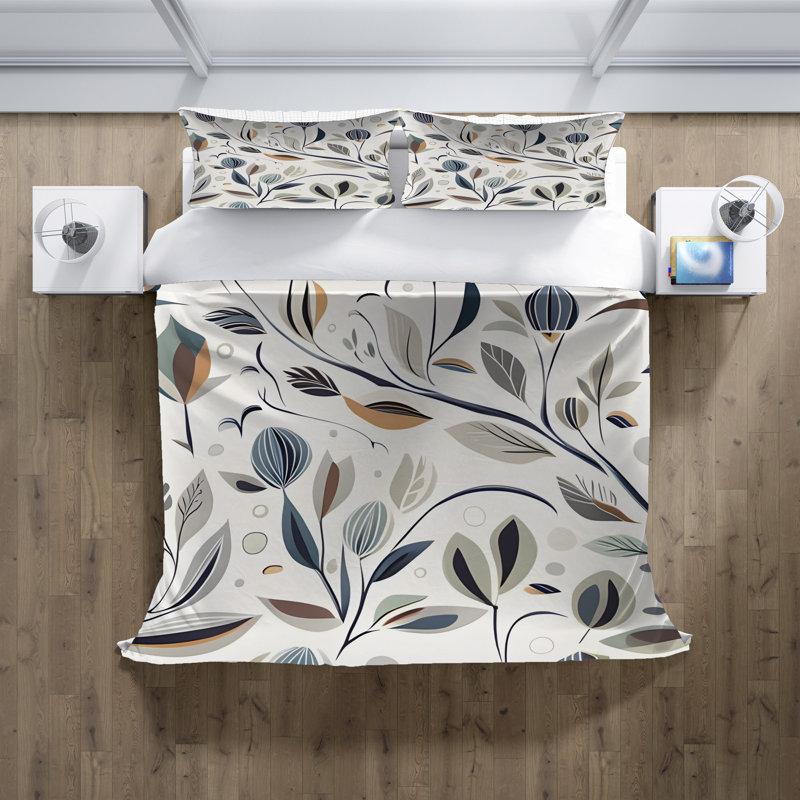 Polyester Floral Duvet Cover, Twin Duvet Cover + 1 Queen Sham