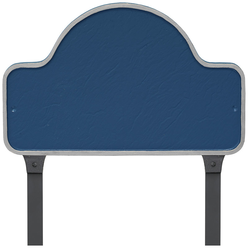 Plaque de plaque d'adresse standard à deux lignes avec piquets de pelouse Lexington, Oui, Bleu de mer / Argent