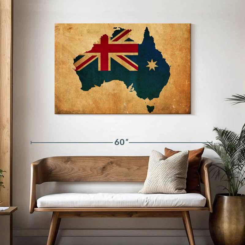 Aliaz Australian Flag Map, 30" H x 45" W