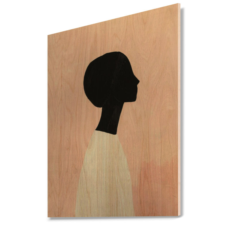 Portrait silhouette Blush II - Décoration murale en bois pour femme élégante, H 24 po x l 18 po, Rectangulaire