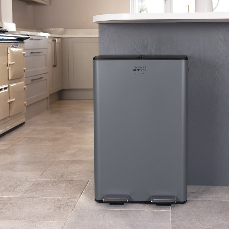 Holmwith Step On Multi-Compartment Rubbish & Recycling Bin - 60L, Grey