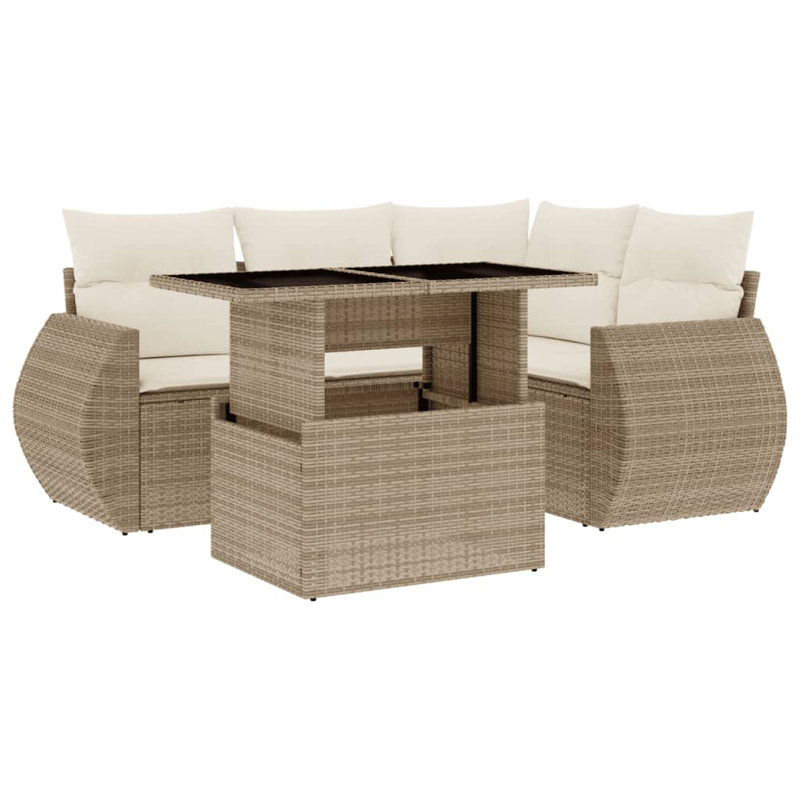 Ensemble de canapé de jardin Vidaxl Beige PE rotin standard modulaire