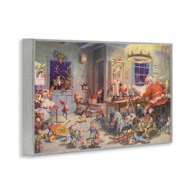 «Santa's Elves Antique Scene», estampe numérique, design par Vintage Hustle