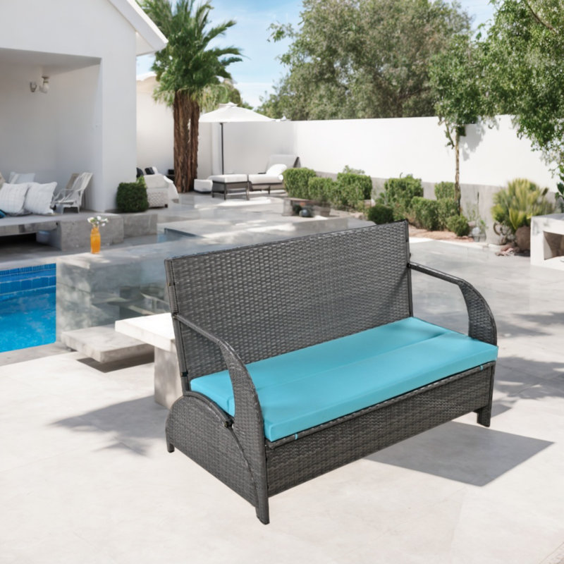 Chaise de patio avec coussins Adren, Bleu