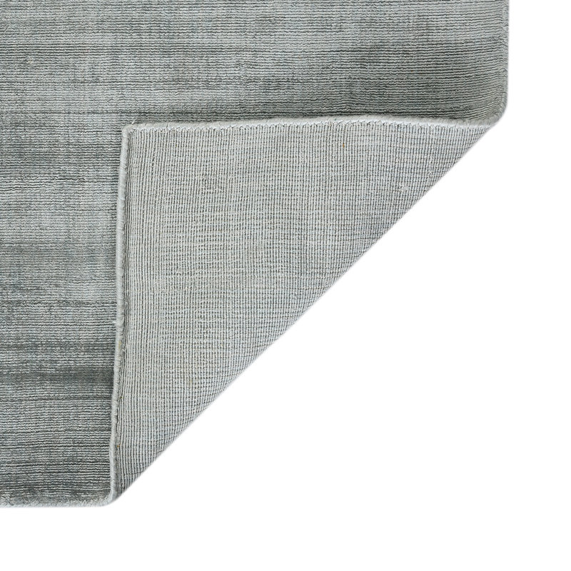 Handwoven Art Silk Gray Striped Area Rug, Rectangle 2' x 3'