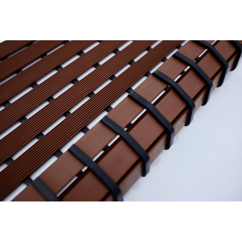 Non-Slip Slatted Shower Mat, Brown