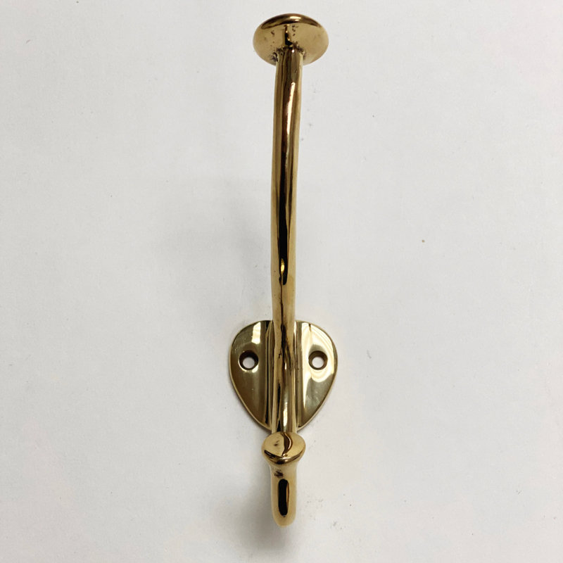 Polished Unlacquered Brass Wall Robe Coat Hook