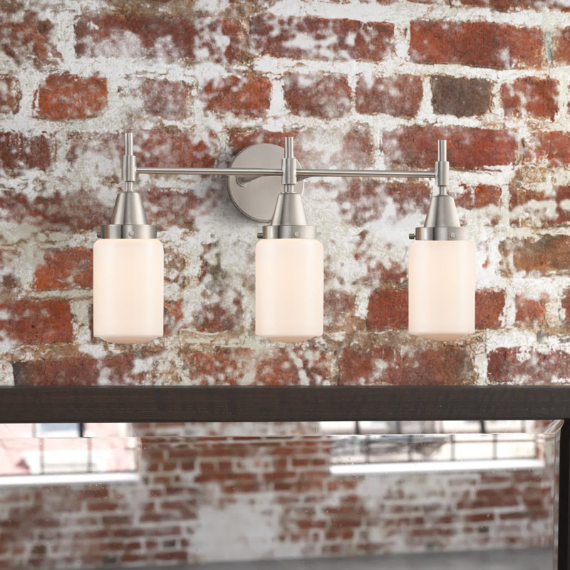 Éclairage pour meuble-lavabo à 3 lumières à intensité variable Gayle, Nickel satiné, Blanc mat, Ampoule non incluse
