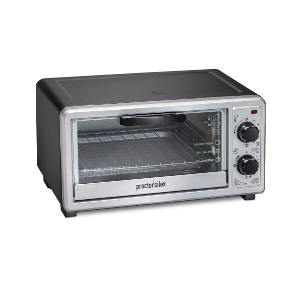 Proctor Silex Black and Silver 4-Slice Toaster Oven Broiler