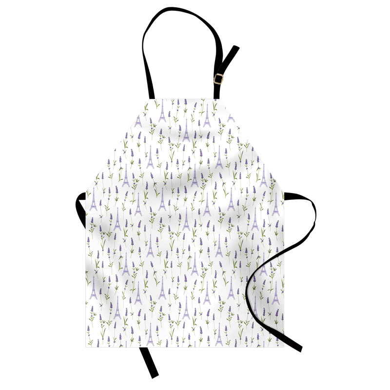 Tablier unisexe The Party Aisle ™ Eiffel, printemps lavande, taille adulte, vert lavande / blanc
