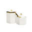 Grande boîte hexagonale blanche en forme de bordure dorée sur le couvercle avec bouton fleur d'or-1091141969