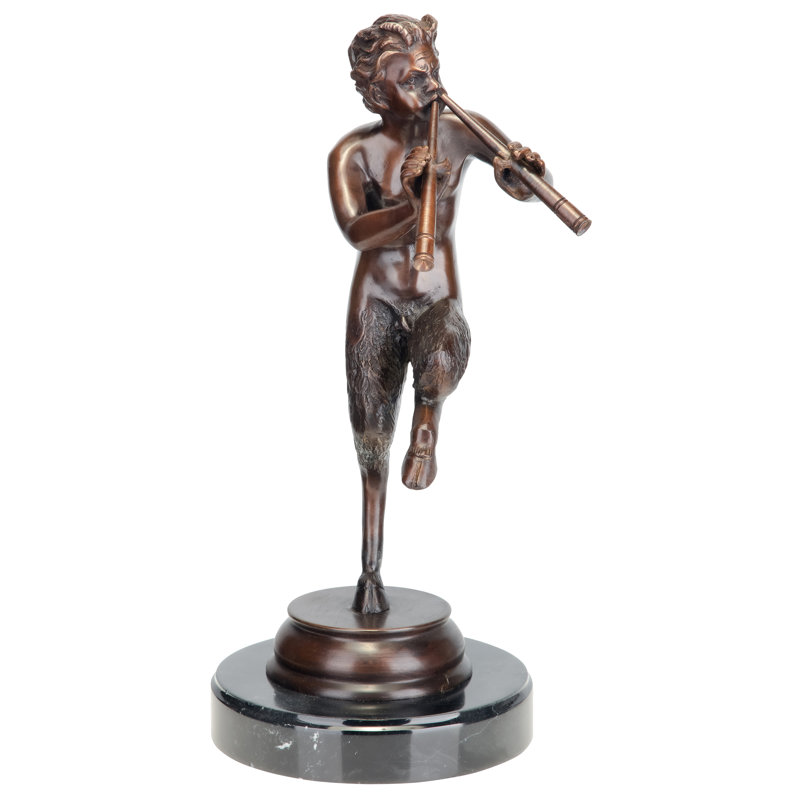 Medium Bronze Greek God Pan Statue with Marble Base