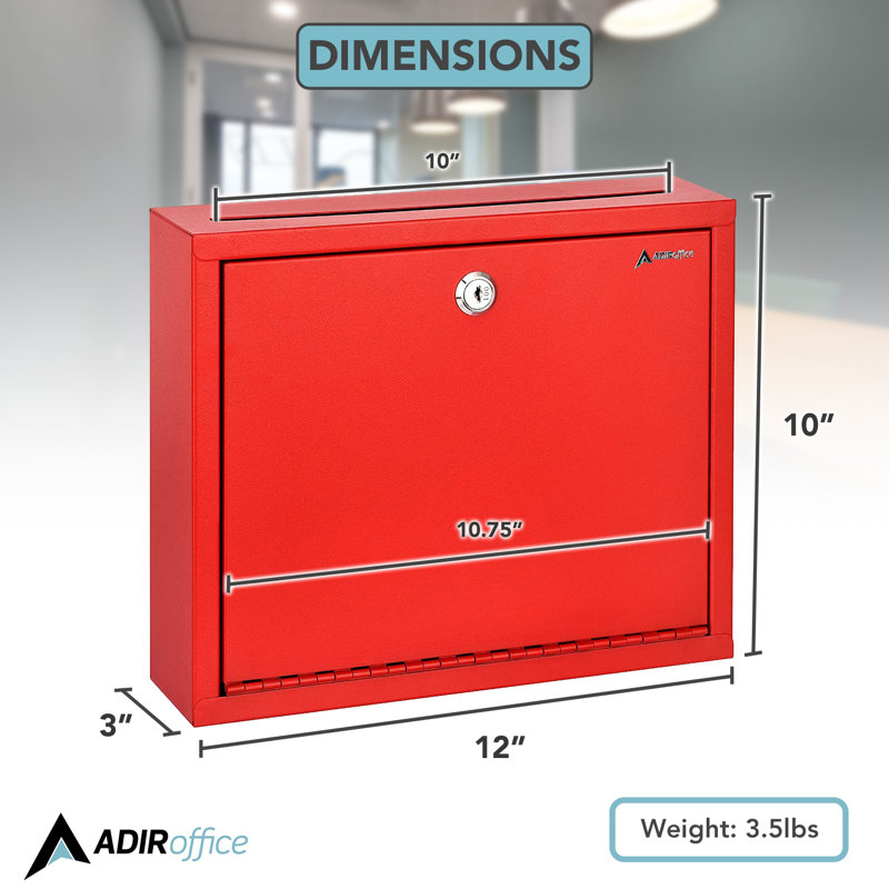 Steel Drop Box Secure InterOffice Mailbox, Red