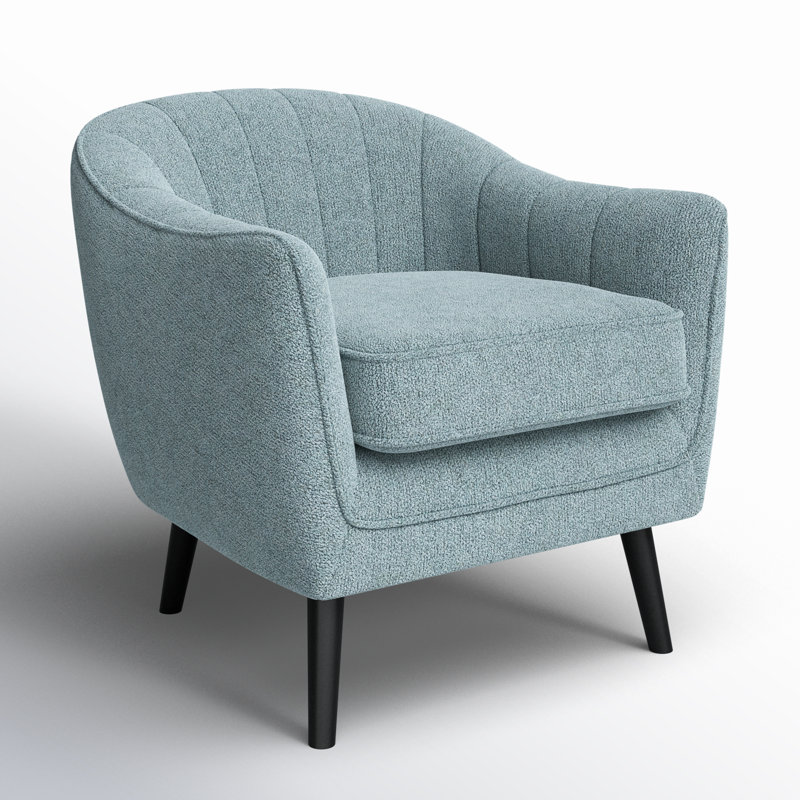 Arim Upholstered Barrel Chair, Blue Polyester Blend
