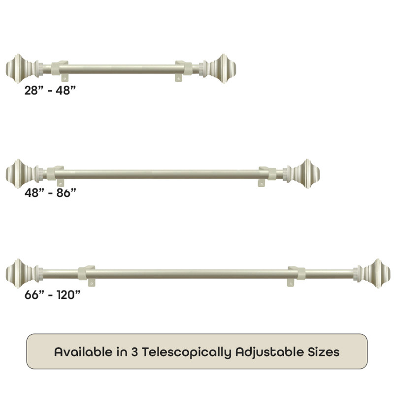 Tige décorative en nickel et faîteau Penasio II Ryder 28 à 48 pouces, 48" - 86"
