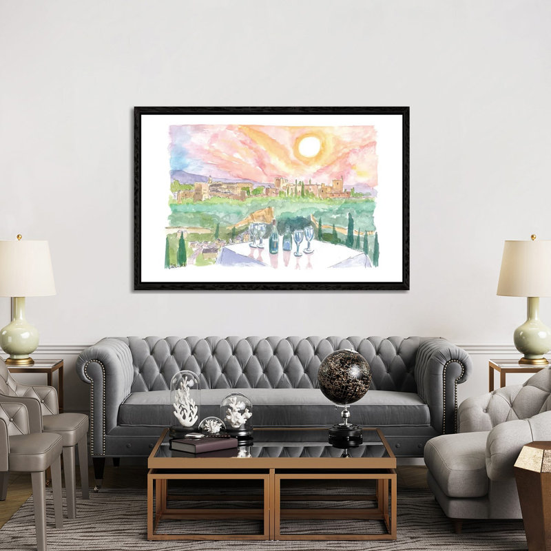 Magical Grenada Andalusia Afternoon With Romantic Restaurant Table by Markus & Martina Bleichner - Gallery-Wrapped Canvas Giclée on Canvas