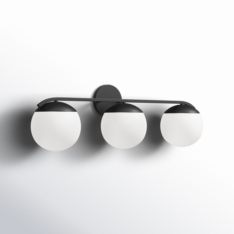 3 Light Frosted Dimmable Vanity Light, Matte Black