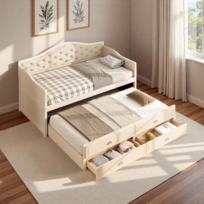 Twin 2 Drawers Daybed With Trundle And Upholstered Backrest by Red Barrel Studio