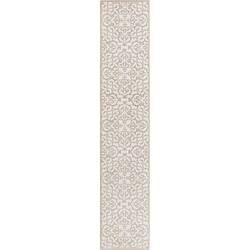 Tapis contemporain de couleur blanche Snowy 1, Tapis de couloir 2 pi 6 po x 13 pi 1 po