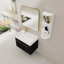 Meuble-lavabo mural 30 po avec lavabo et support de rangement, résine à bords épais gauche