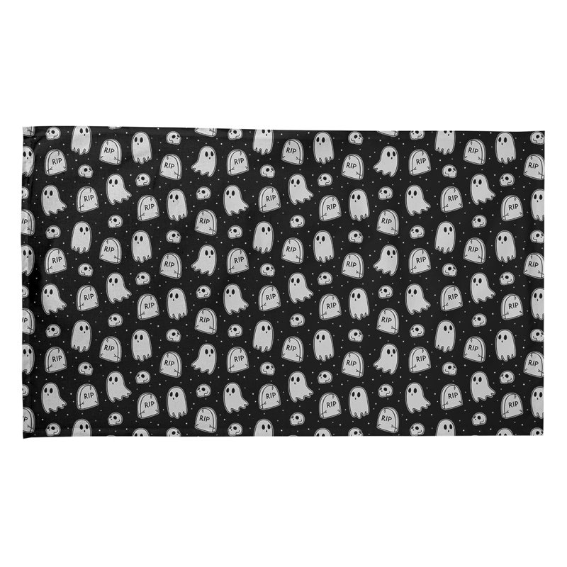Torchon à motif de fantômes classique, Noir, Polyester sergé