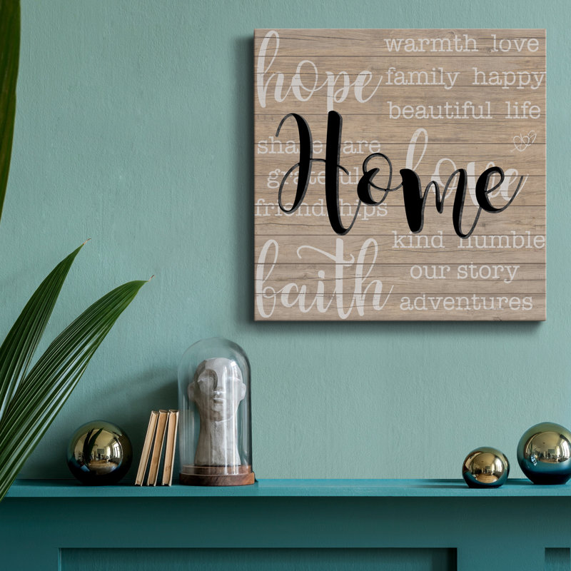 Home - Reproduction d'art textuel sur toile tendue, H 10 po x l 10 po x P 1,5 po
