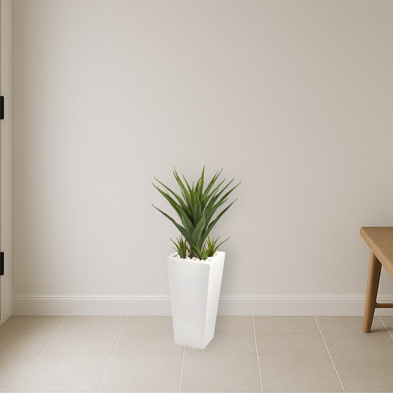 Spiky Agave Artificial Plant in White Planter