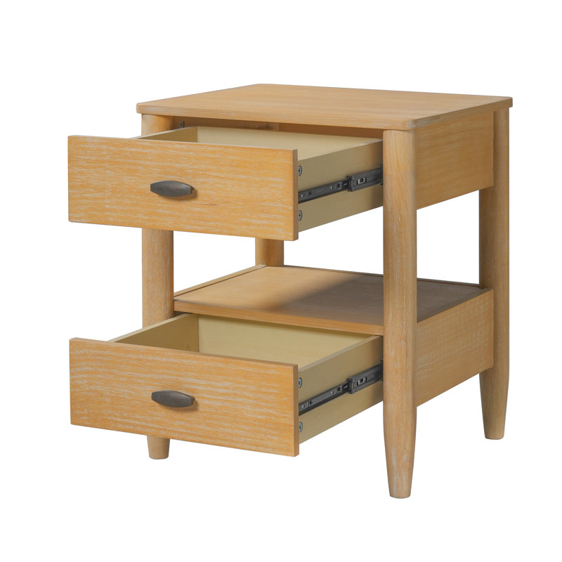 Table de chevet Bravik Mid-Century Modern, Naturel, 2