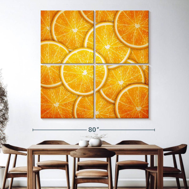 Yarlin fines tranches d'orange, H 74 po x l 74 po