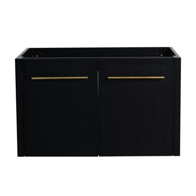 Modern Bathroom Wall Mounted Vanity 30 Inch - Black Chestnut, With Door And Generous Storage Fashionable Design Ample Facility