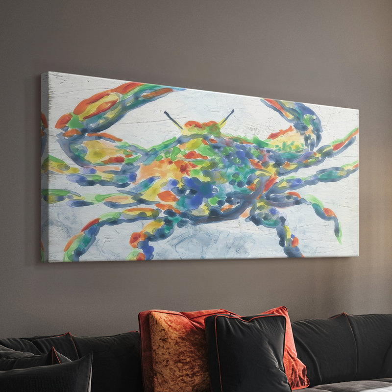 Rainbow Crab II - Toile tendue avec châssis - Prêt à accrocher, H 20 po x l 40 po
