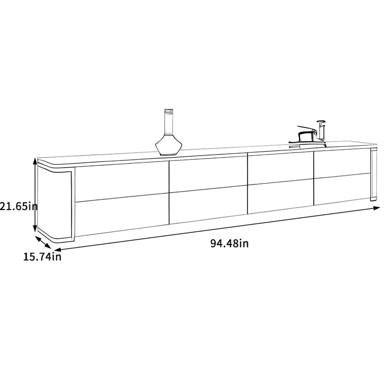 Meuble télé avec tiroirs de rangement Modern, H 21,65 po x L 94,48 po x l 15,74 po