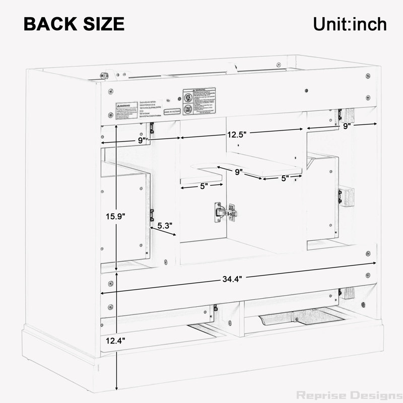 35.5'' Single Bathroom Vanity Base Only, Green, Gold