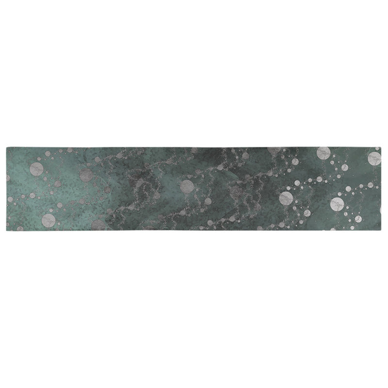 Avicia Planets Stars Table Runner, 90" L x 16" W, Emerald Ombre 