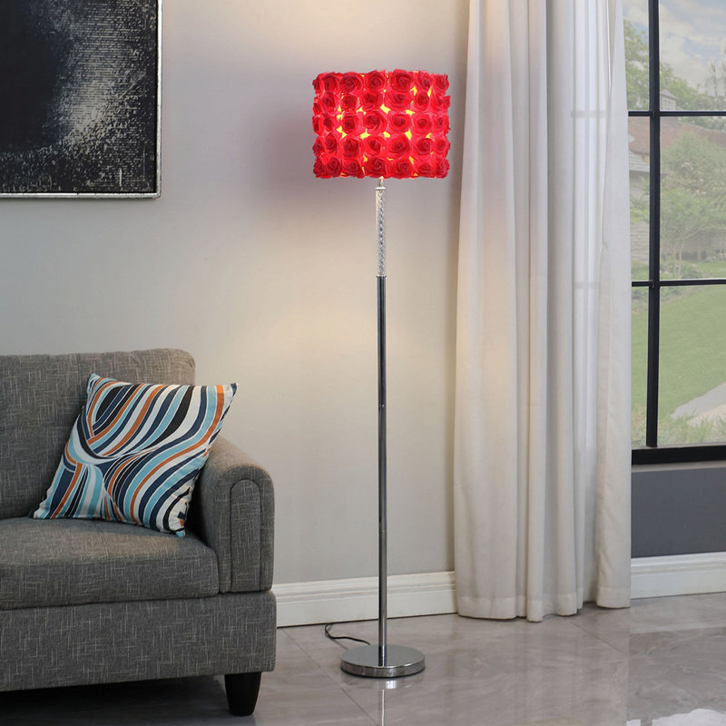 Lampe sur pied en acrylique / métal 63 po In Red Roses In Bloom, Rouge