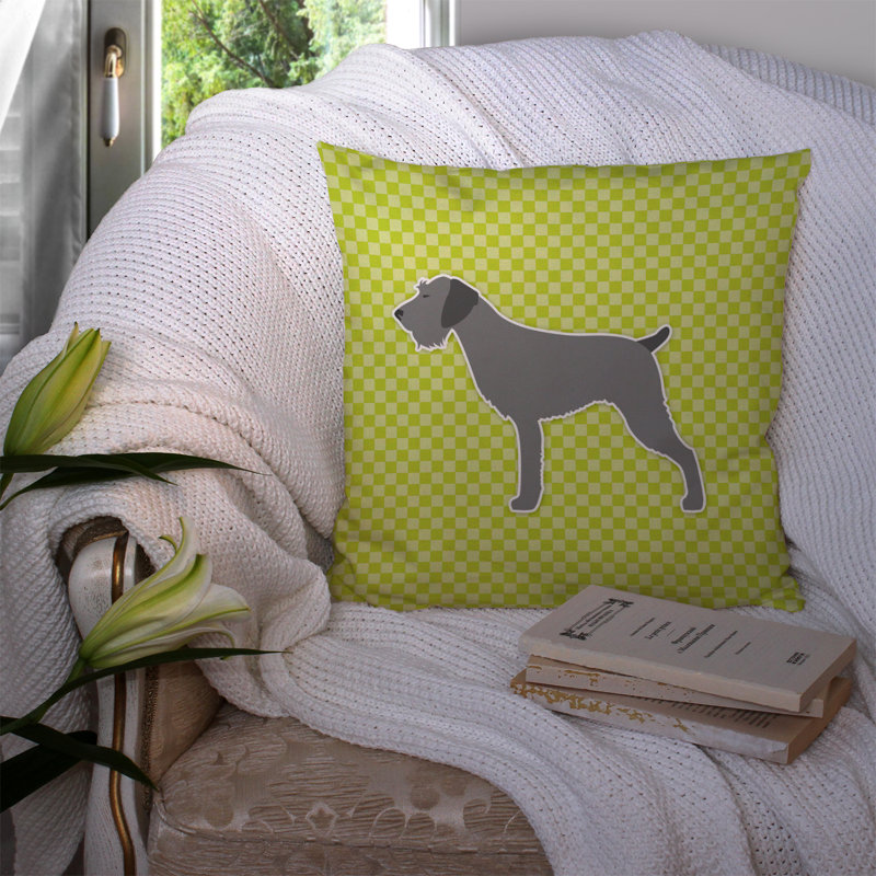 Coussin intérieur/extérieur à pointeur braque allemand, H 14 po x l 14 po x P 3 po, Vert