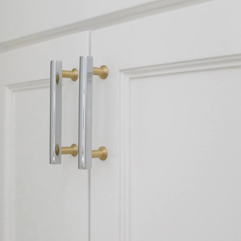Mod Two Tone Bar / Handle Pull, Polished Chrome/Satin Brass, 5"