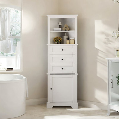 Austi 69" Triangle Tall Cabinet With 3 Drawers And Adjustable Shelves 