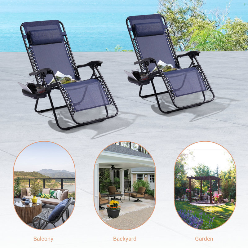 Cynar Folding Zero Gravity Chair(Set of 2), Blue