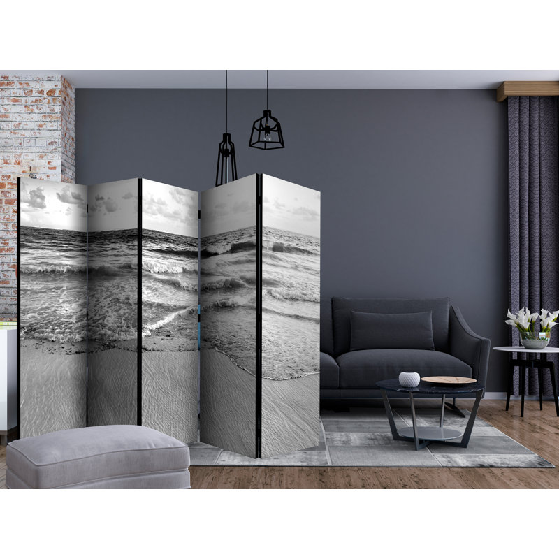 Gojko 225 cm W x 172 cm H 5 - Panel Solid Wood Folding Room Divider