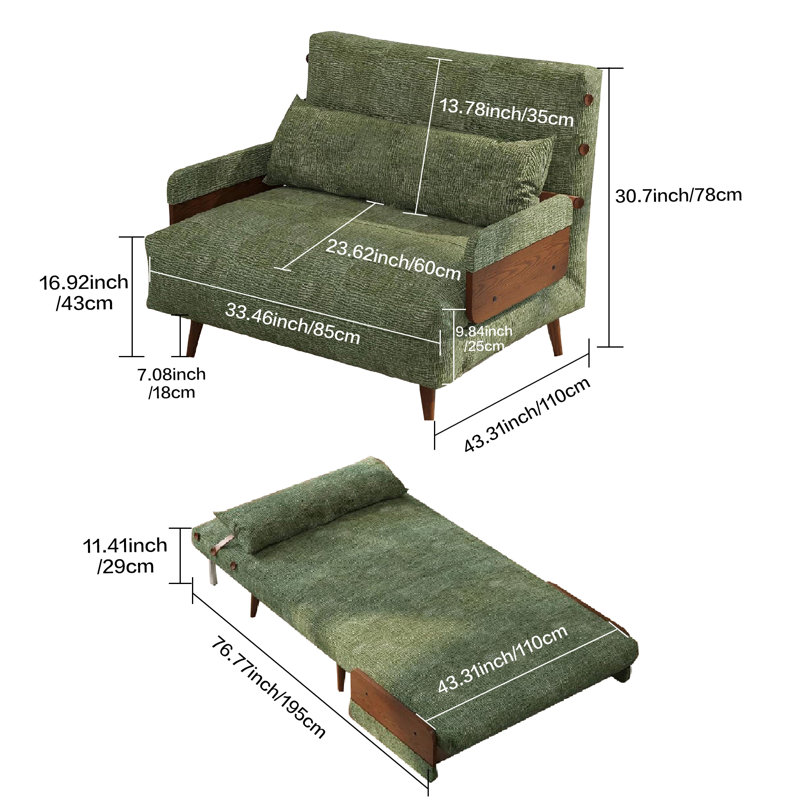 Multifunctional Convertible Sofa Bed, Single Recliner Chair with Adjustable Back & Armrests, Space-Saving Foldable Bed for Studio Flats, Lounge, Study,Fast Dispatch From UK Warehouse — 2 Working Days Deliver within 2-4 working days.