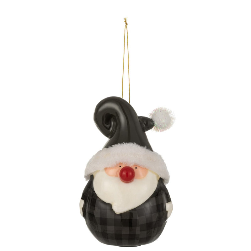 Santa Sparkling Nose Poly Grey Large Holiday Shaped Ornament