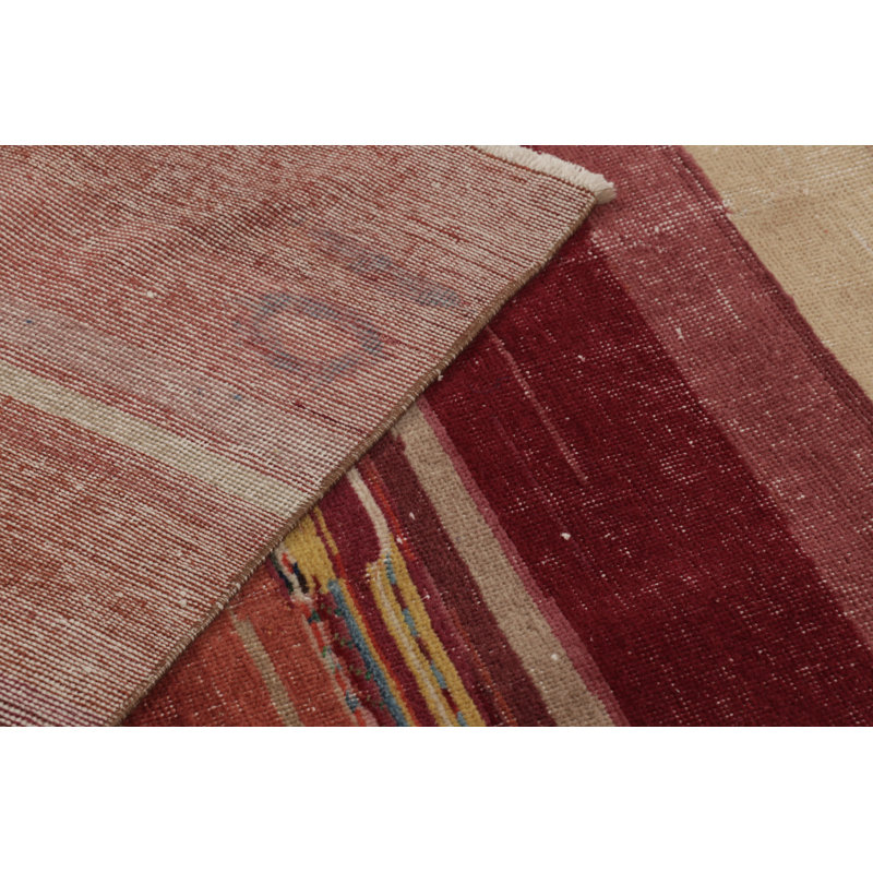 Vintage Zeki Müren Extra-Long Runner In Red With Colorful Stripes - Rug & Kilim