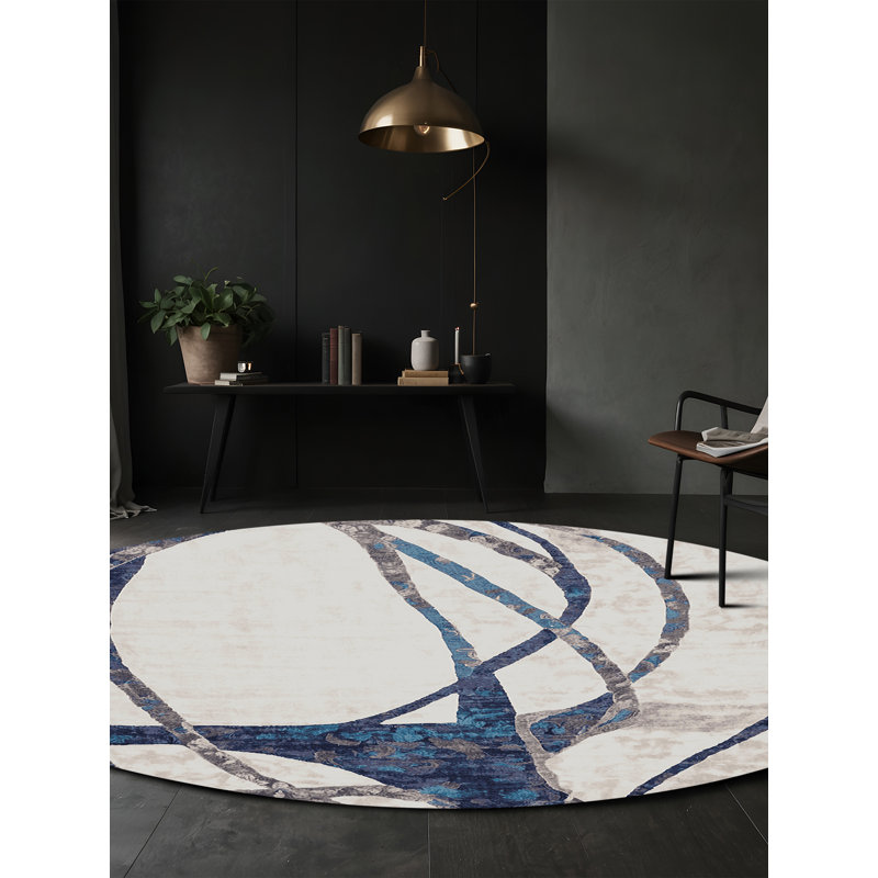 Tapis gris lavable à la machine, Rond 6 pi